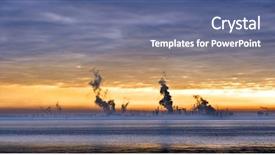  Presentation with feeding tube - Slides having feeding tube - sunset over a chemical plant background and a ocean colored foreground