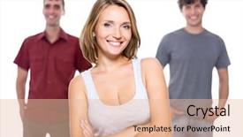  Presentation with virile young men - PPT layouts consisting of feel good - girl and two young men background and a lemonade colored foreground