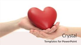  Presentation with hands heart - Slides featuring feel good - red heart in woman background and a coral colored foreground