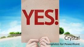  Presentation with yes - PPT layouts having feel good - yes card with a beach background and a soft green colored foreground