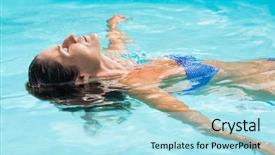  Presentation with swimming pool - Slides consisting of feel good - young woman relaxing in swimming background and a arctic colored foreground