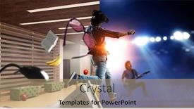  Presentation with mixed reality - Beautiful presentation design featuring feel-virtual-reality-mixed-media backdrop and a coral colored foreground