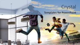  Presentation with mixed reality - PPT layouts having feel-virtual-reality-mixed-media background and a light blue colored foreground