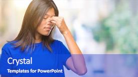  Presentation with woman praying over bible - Beautiful PPT layouts featuring feeling fatigue and headache stress backdrop and a cobalt blue colored foreground