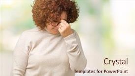  Presentation with middle ages portrait - Audience pleasing theme consisting of feeling fatigue and headache stress backdrop and a lemonade colored foreground