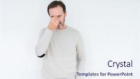  Presentation with elegant man in glasses optics - Colorful PPT theme enhanced with feeling fatigue and headache stress backdrop and a sky blue colored foreground