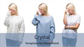  Presentation with collage - Cool new presentation with feeling fatigue and headache stress backdrop and a  colored foreground