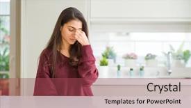  Presentation with tired - Beautiful theme featuring feeling fatigue and headache stress backdrop and a violet colored foreground