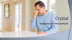  Presentation with free aging at home - Colorful presentation design enhanced with feeling fatigue and headache stress backdrop and a light blue colored foreground