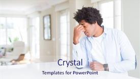  Presentation with tired - Beautiful slide deck featuring feeling fatigue and headache stress backdrop and a sky blue colored foreground