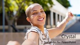  Presentation with happy holiday - Presentation design consisting of feeling free with closed eye background and a coral colored foreground