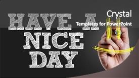  Presentation with writing - Audience pleasing PPT theme consisting of feeling great - hand writing the text have backdrop and a dark gray colored foreground