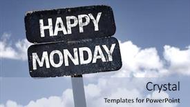  Presentation with happy 30th birthday word cloud - Presentation theme having feeling great - happy monday sign with clouds background and a light blue colored foreground