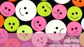  Presentation with faces - Beautiful slide set featuring feeling happy background - clothes buttons with funny faces backdrop and a  colored foreground