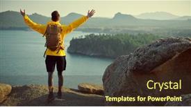  Presentation with achievement mountain - Presentation enhanced with feeling-of-freedom-achievement background and a wine colored foreground