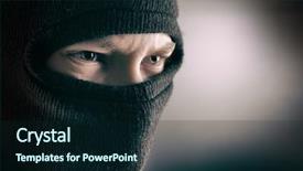  Presentation with mask - Presentation theme having feeling secure - aggressive man in the mask background and a wine colored foreground