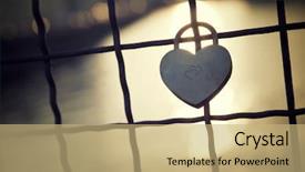  Presentation with secure bridge - PPT layouts featuring feeling secure - love padlock on the railing background and a coral colored foreground