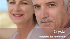  Presentation with for blind people - Beautiful PPT layouts featuring feeling secure - portrait of mature people backdrop and a coral colored foreground