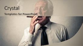  Presentation with cigar - PPT theme with feeling secure - smoking a cigar background and a  colored foreground