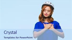  Presentation with triathlon professional cyclist man cycling - Slides having feeling secure - young beautiful woman wearing cyclist background and a light blue colored foreground