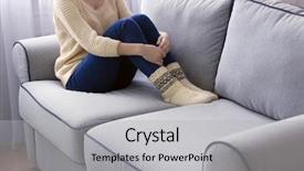  Presentation with elephant in the room - Beautiful presentation featuring feeling secure - young girl sitting on sofa backdrop and a  colored foreground