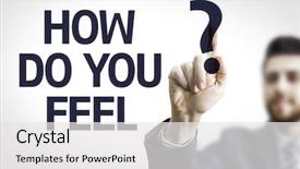  Presentation with business - Slides featuring feelings - business man pointing to transparent background and a white colored foreground