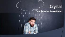  Presentation with rain - Slides with feelings - handsome bearded man feeling cold background and a dark gray colored foreground