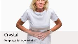  Presentation with illness - PPT theme having feelings - middle age blonde woman background and a light gray colored foreground