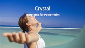  Presentation with summer - Amazing presentation theme having feelings free - beautiful woman enjoying the summer backdrop and a teal colored foreground