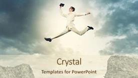  Presentation with gap - Slide deck consisting of feelings free - image of young businessman jumping background and a  colored foreground