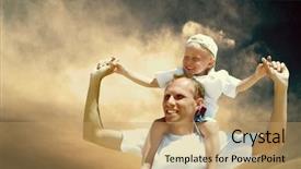  Presentation with joy of giving for grade 5 - Beautiful PPT theme featuring feelings free - joyful father giving piggyback ride backdrop and a coral colored foreground