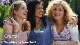  Presentation with female menstrual cycle - Presentation enhanced with feelings free - outdoors female friends enjoying together background and a ocean colored foreground