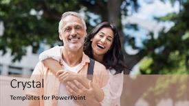  Presentation with man joined woman - Cool new presentation theme with feelings free - portrait of happy woman hugging backdrop and a coral colored foreground