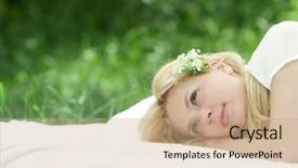  Presentation with relaxing - Amazing slide deck having feelings free - young beautiful woman relaxing backdrop and a  colored foreground
