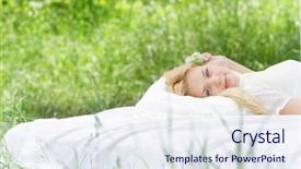  Presentation with sensuality woman black angel relaxing - PPT layouts with feelings free - young smiling woman relaxing background and a sky blue colored foreground