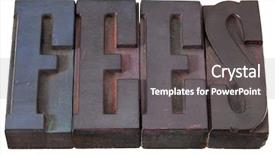  Presentation with color blocks - Amazing slides having fees word in antique wooden backdrop and a dark gray colored foreground