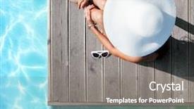  Presentation with sun tanning - Colorful theme enhanced with beach feet - summer holiday fashion concept backdrop and a gray colored foreground
