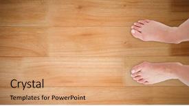  Presentation with flooring - PPT layouts enhanced with hallway hardwood floor - feet against wooden flooring background and a coral colored foreground