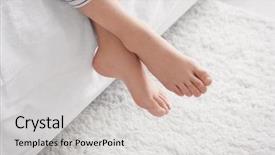  Presentation with bed - Presentation theme with feet apart - little child sitting on bed background and a light gray colored foreground