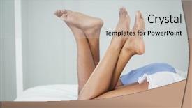  Presentation with good morning couple bed - Colorful slides enhanced with side view of couple on bed with raised legs at home backdrop and a light gray colored foreground