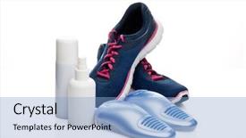  Presentation with sterilization - Audience pleasing PPT layouts consisting of feet fitness and sport footwear backdrop and a light blue colored foreground