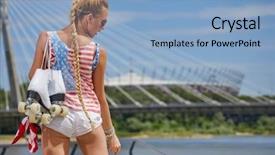  Presentation with socks - Slide deck featuring feet high socks and roller background and a  colored foreground