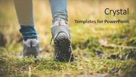  Presentation with feet - Colorful slides enhanced with feet in shoes on a forest path backdrop and a yellow colored foreground