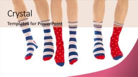  Presentation with socks - Colorful presentation theme enhanced with feet in striped and dotted socks isolated over white background backdrop and a lemonade colored foreground