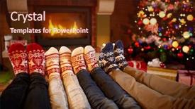  Presentation with socks - Audience pleasing presentation consisting of socks near fireplace in christmas backdrop and a tawny brown colored foreground