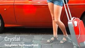  Presentation with suitcase - Presentation theme consisting of feet-of-a-girl background and a gray colored foreground