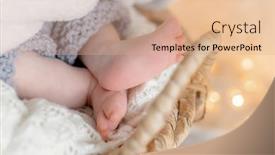  Presentation with newborn - Theme having feet-of-a-newborn background and a coral colored foreground
