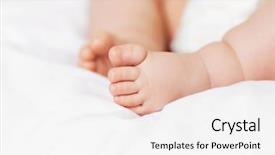  Presentation with feet - Slides consisting of feet of a six months old baby lying on the bed at home background and a white colored foreground