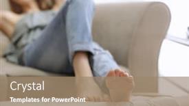  Presentation with feet - Beautiful slide deck featuring feet of beautiful young woman resting at home closeup backdrop and a coral colored foreground
