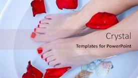  Presentation with beauty salon - Cool new presentation theme with feet-of-female-legs backdrop and a coral colored foreground